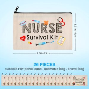 26 Pieces Nurse Survival Kit Cosmetic Bag Funny Gift for Nurse Practitioner Makeup Toiletry Nurse Bag Nurses Week Gifts Travel Zipper Nurse Pouch for Nurses School Birthday Teens Girls Accessories,