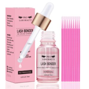 PRO Lash Bonder for Eyelash Extensions Super Bonder Glue Accelerator with 10Pcs Cotton Swab Lash Extension Sealant Longer Retention Waterproof Oil-Proof Special Dropper Design for Dose Control 15ml