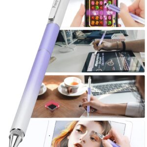 Penyeah Stylus Pen for iPad/iPhone/Android (4 in 1),Universal Touch Screen Disc Tip/Mesh & Rubber Tip Stylist Pen for All Capacitive Phones/Tablets/Laptops-Dream Purple