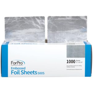 ForPro Professional Collection Embossed Foil Sheets 500S, Aluminum Foil, Pop-Up Foil Dispenser, Hair Foils for Color Application and Highlighting Services, Food Safe, 5" W x 10.75" L, 1000-Count