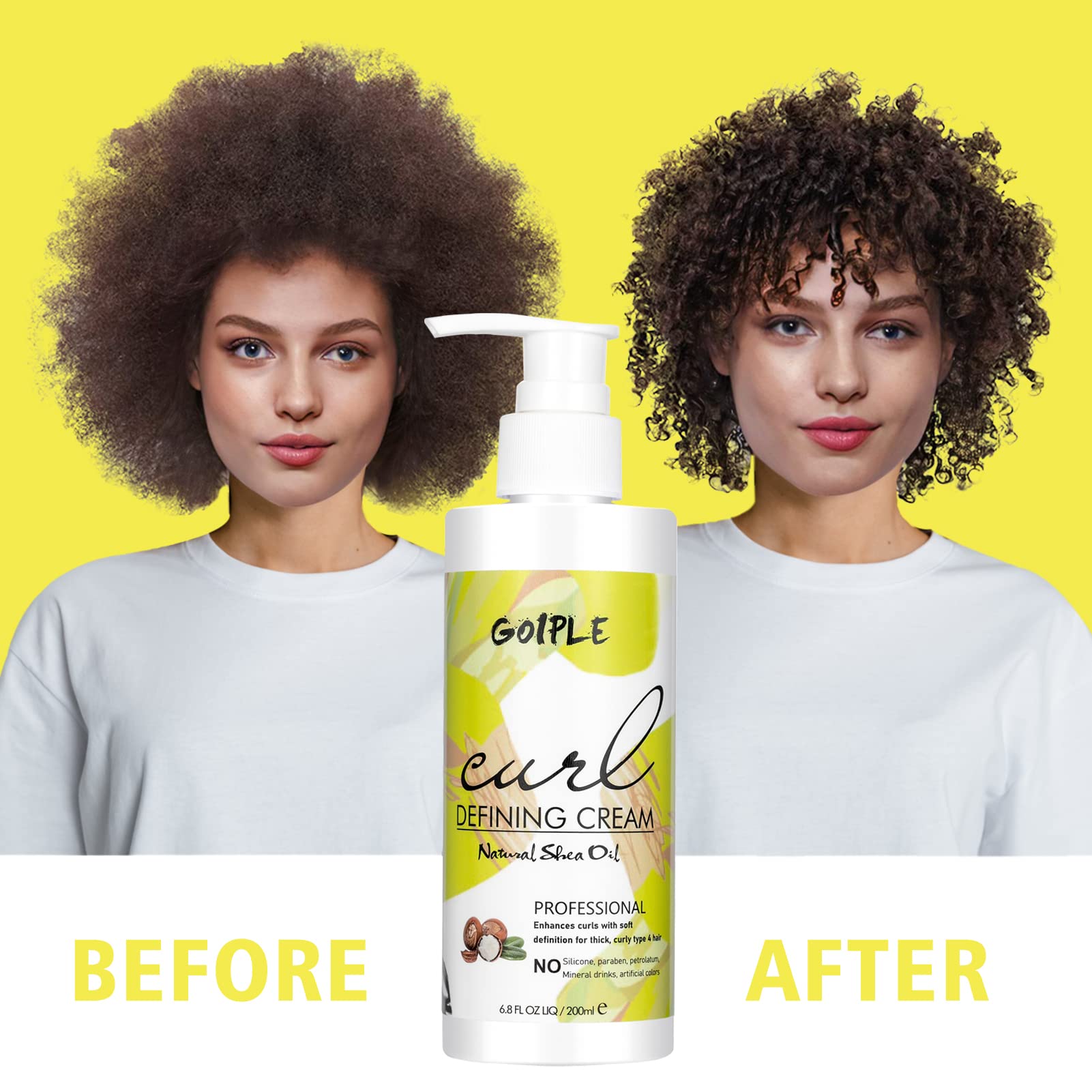 Curl Defining Cream - Curling Perfection for Wavy Hair, Anti-Frizz Hair Smoothing Cream to Define All Natural Curl Types and Textures with 9 Row Brush