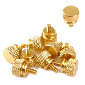 mewutal 10 pieces anodized aluminum computer case thumb screws, thumb screws, knurled hand screws (gold)