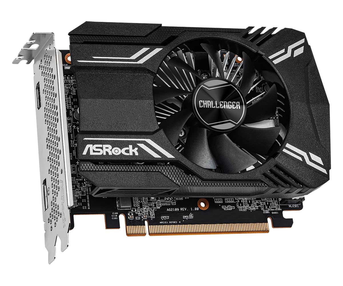 ASRock AMD Radeon RX 6400 Challenger ITX 4GB GDDR6 0dB Silent Cooling 16 Gbps Graphics Card 8K 64bit 7680 x 4320 HDMI DisplayPort PCI Express 4.0