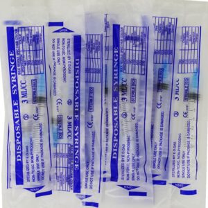 15 Pack 3ml 23Ga Plastic Syringe with Measurement for Scientific Labs and Industrial Dispensing, Disposable Individually Wrapped (15, 3ml-23Ga)