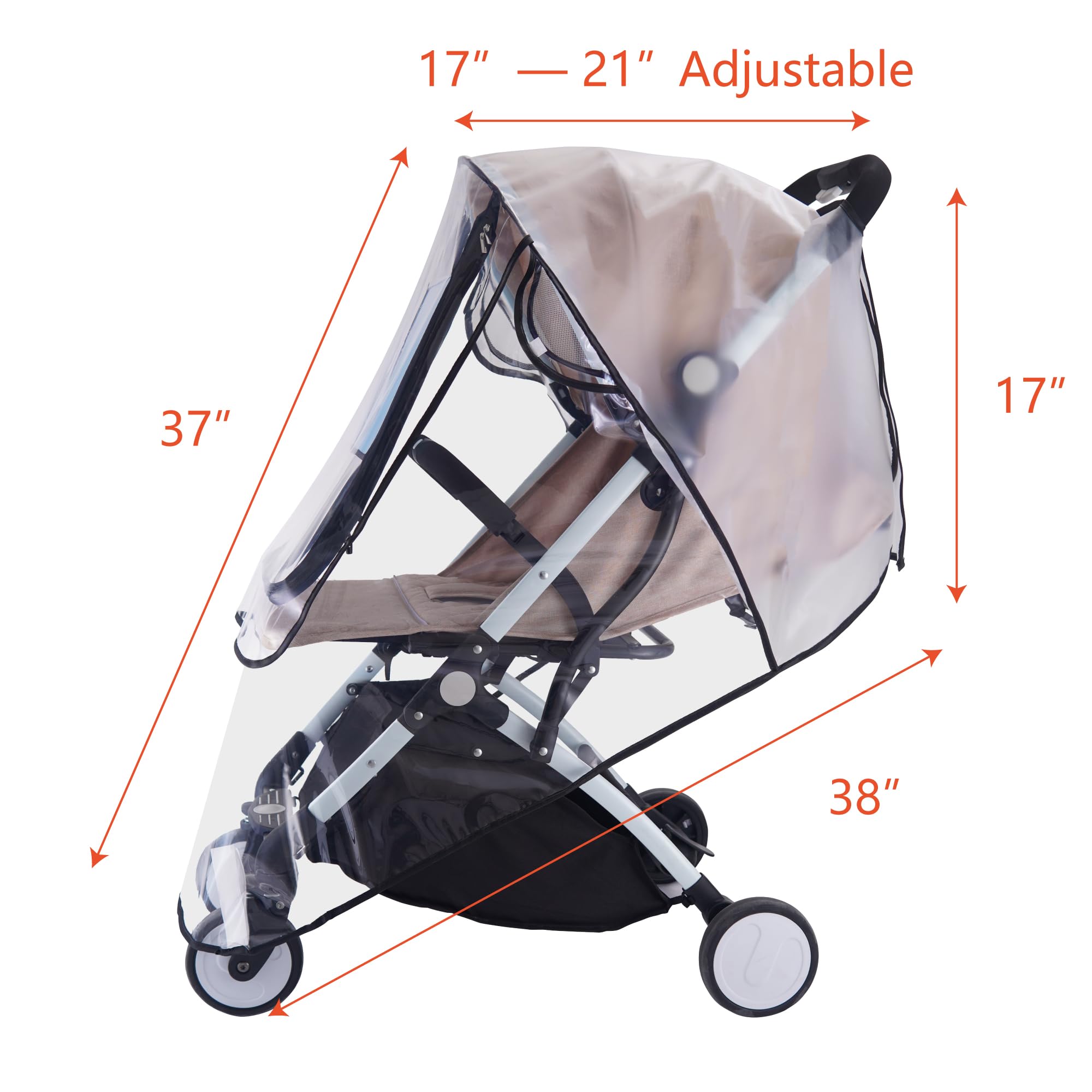 Bemece Stroller Rain Cover, Universal Stroller Accessory, Baby Travel Weather Shield for Summer, Windproof Waterproof, Protect from Dust Snow - Double Protection