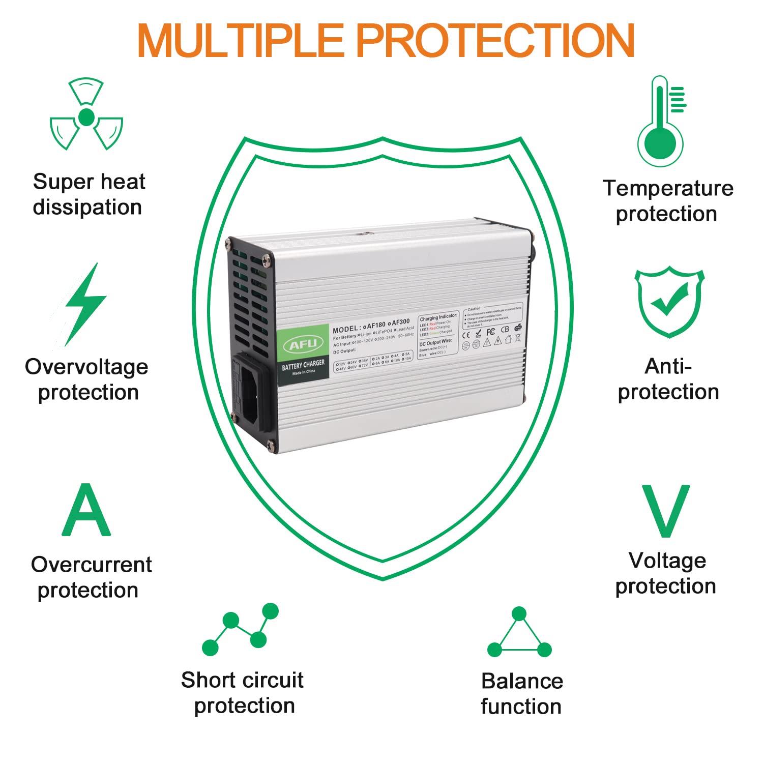 58.8V 5A Li-ion Charger with Multiple Safety Protections Suitable for 14S 52V Li-ion Battery Smart Battery Charger