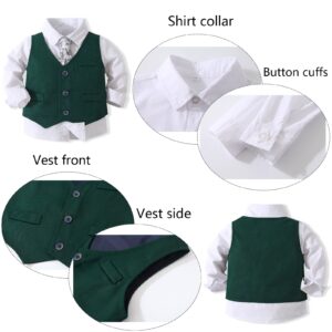 Kimocat Baby Boy Clothes Outfit Suit Long Sleeve Gentleman Tuxedo Vest Wedding Birthday Party Suit (US, Age, 2 Years, Green)