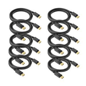 displayport to displayport cable 6 feet,anbear gold plated display port to display port cable 4k@60hz resolution(male to male) for displayport enabled desktops and laptops to displays (10 pack)