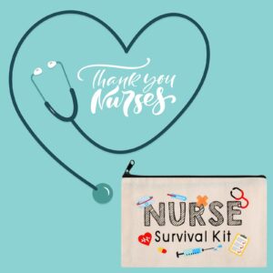 26 Pieces Nurse Survival Kit Cosmetic Bag Funny Gift for Nurse Practitioner Makeup Toiletry Nurse Bag Nurses Week Gifts Travel Zipper Nurse Pouch for Nurses School Birthday Teens Girls Accessories,