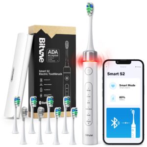 bitvae sonic whitening toothbrush, ultrasonic rechargeable electric toothbrush with 8 brush heads & travel case, 5 modes, 4 hr charger last 100 days power