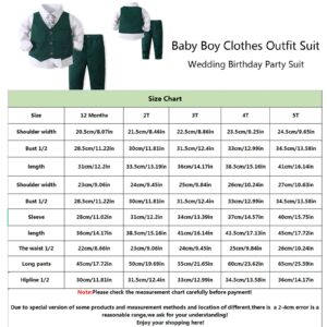 Kimocat Baby Boy Clothes Outfit Suit Long Sleeve Gentleman Tuxedo Vest Wedding Birthday Party Suit (US, Age, 2 Years, Green)