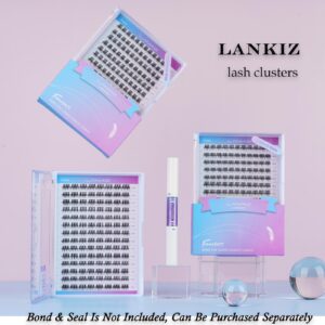 LANKIZ DIY Eyelash Extension,Lash Clusters Individual Lash Extensions, Wide Wsipy Cluster, Soft and Lightweight 10-20mm Mix Resuale Wide Band Cluster Lashes for Home use (Hybrid)