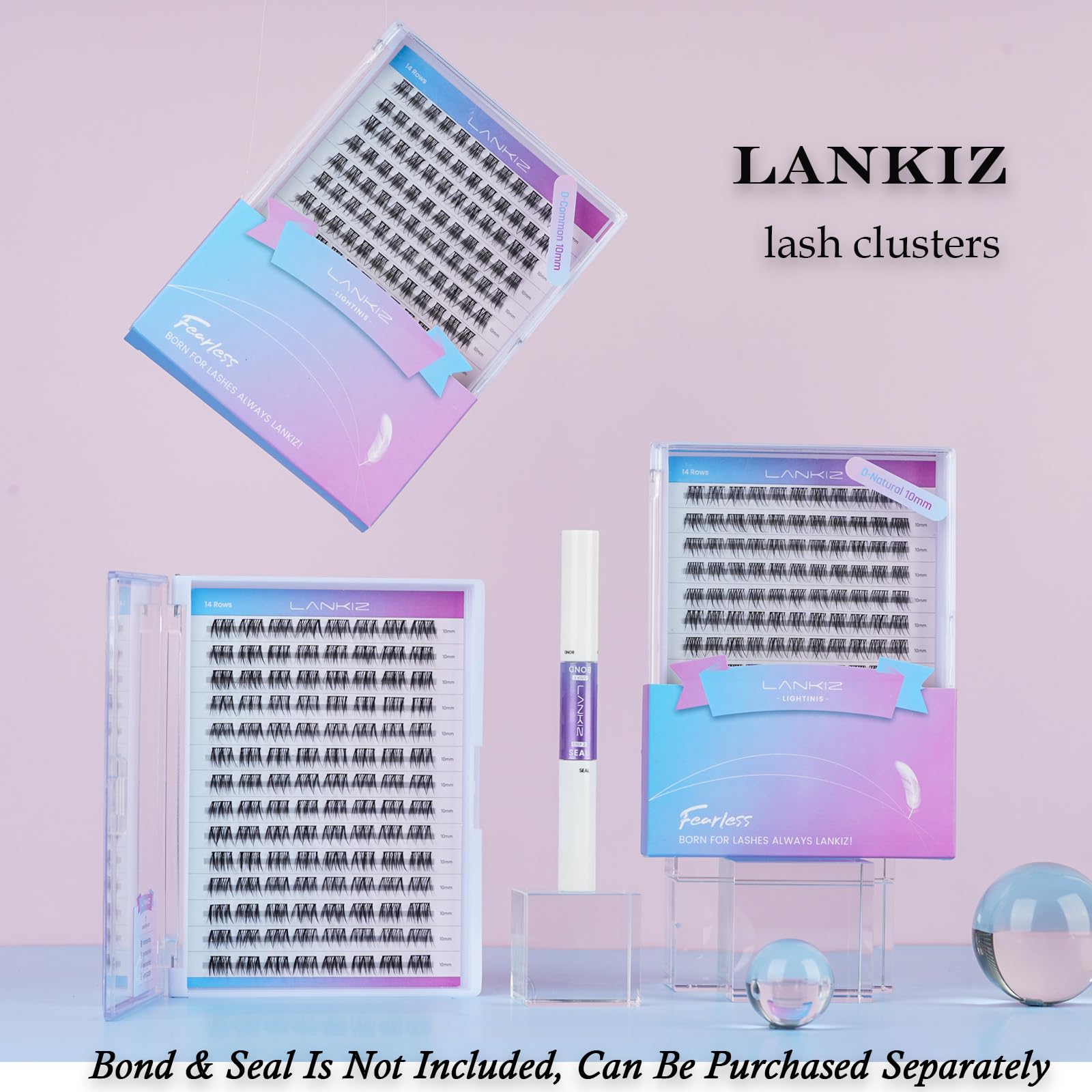 LANKIZ DIY Eyelash Extension,Lash Clusters Individual Lash Extensions, Wide Wsipy Cluster, Soft and Lightweight 10-20mm Mix Resuale Wide Band Cluster Lashes for Home use (Hybrid)