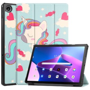 smart case for lenovo tab m10 plus (3rd gen), ratesell lightweight smart trifold stand case cover with auto wake sleep for lenovo tab m10 plus 3rd 10.6 inches tb-125f / tb-128f 2022 unicorn