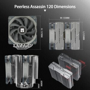 Thermalright Peerless Assassin 120 CPU Air Cooler, 6 Heat Pipes, Dual 120mm TL-C12 PWM Fan, Aluminium Heatsink Cover, AGHP Technology, for AMD AM4/AM5 Intel LGA 1700/115X/1200/2011/2066 (PA120)