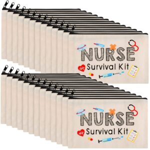 26 Pieces Nurse Survival Kit Cosmetic Bag Funny Gift for Nurse Practitioner Makeup Toiletry Nurse Bag Nurses Week Gifts Travel Zipper Nurse Pouch for Nurses School Birthday Teens Girls Accessories,