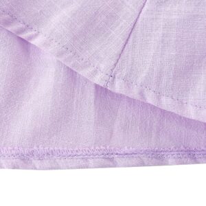 GSVIBK Baby Girls Linen Cotton Dress Halter Flutter Sleeve Casual Dress Toddler Girl Ruffle Sleeve Dress 686 Lavender 90