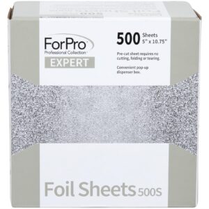 ForPro Professional Collection Expert Embossed Foil Sheets 500S, Aluminum Foil, Pop-Up Foil Dispenser, Hair Foils for Color Application and Highlighting Services, Food Safe, 5"W x 10.75"L, 500-Count