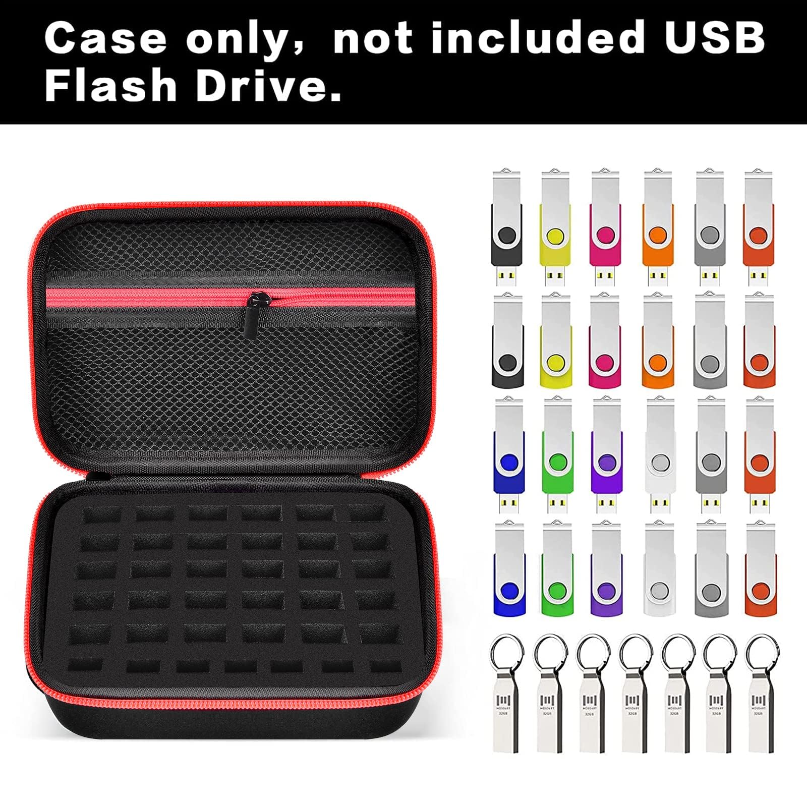 USB Flash Drive Case 37 Slots SD Cards Thumb Drive Memory Card Holder SD SDXC SDHC Card Storage Bag Electronic Accessories Organizer for SanDisk for Samsung for Inland for Netac(Case Only) (Red)