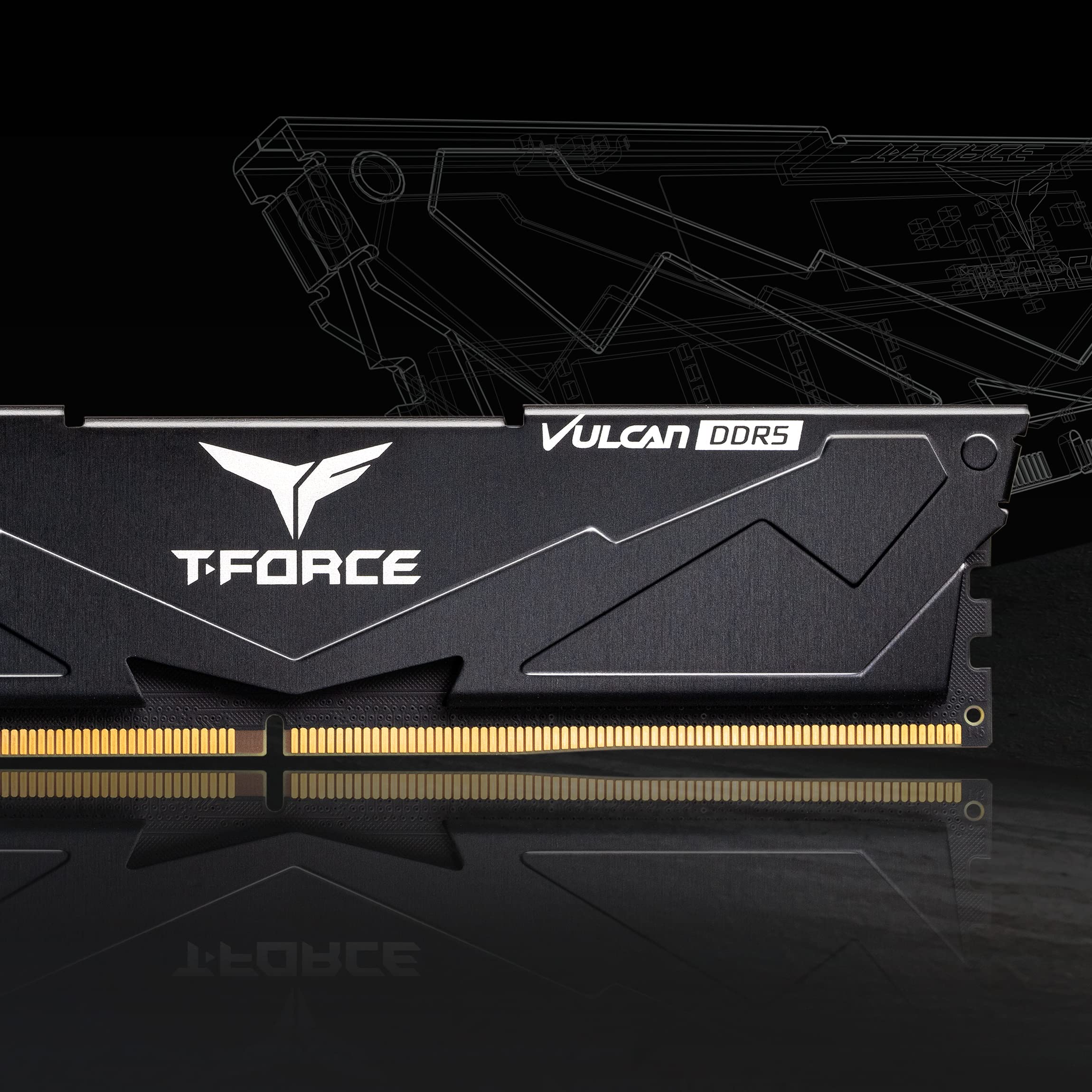 TEAMGROUP T-Force Vulcan DDR5 64GB (2x32GB) 5200MHz (PC5-41600) CL40 Intel XMP 3.0 & AMD Expo Compatible Desktop Memory Module Ram Black - FLBD564G5200HC40CDC01