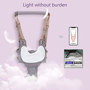 Baby Walking Harnesses, Webbing Mesh Lightweight Sweat Absorbing Adjustable Detachable Crotch Pad Handheld Toddler Walk Assistant Belt for 8-24 Months 5-20kg Baby(Grey- Mesh)