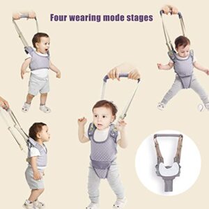 Baby Walking Harnesses, Webbing Mesh Lightweight Sweat Absorbing Adjustable Detachable Crotch Pad Handheld Toddler Walk Assistant Belt for 8-24 Months 5-20kg Baby(Grey- Mesh)