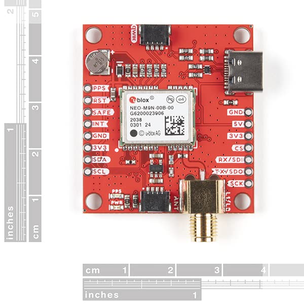 SparkFun GPS Breakout - NEO-M9N, SMA (Qwiic) - GPS Board w/Equally Impressive Configuration Options - Time-to-First-Fix: Cold: 24s Hot: 2s - Max Altitude: 80,000m - 4 Concurrent GNSS