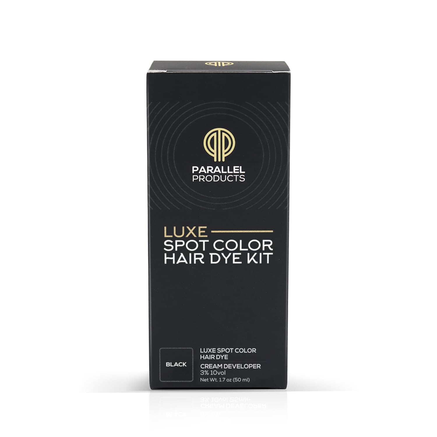 Parallel Products - Luxe Color (Black) - Cream Hair Dye - 25mL - Tint for Professional Spot Coloring - With Cream Developer, Mixing Dish and Application Brush - Covers Grey Hair - Root Touch Up