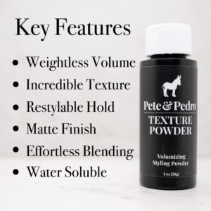 Pete & Pedro TEXTURE POWDER - Texturizing and Volumizing Styling Powder For Men & Women | Adds Mega Volume & Texture, Matte Finish, Root Lifting & Restyleable Hold | As Seen on Shark Tank, 1 oz.