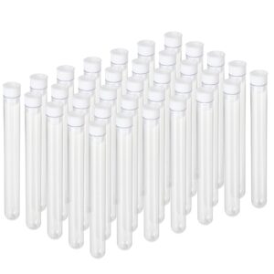 100pcs disposable plastic test tubes with caps 16x150mm 15ml clear test tubes containers good seal for candy storage, bath salts, scientific experiment