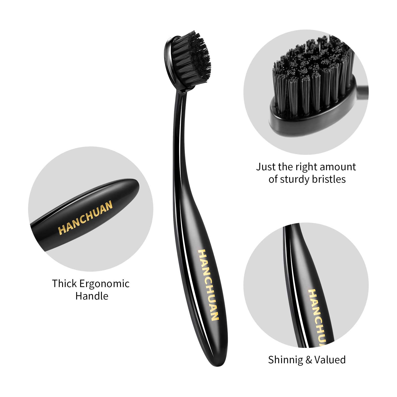 HANCHUAN Precision Styling Brush for Natural Hair - Portable Edge Control and Bristle Brush