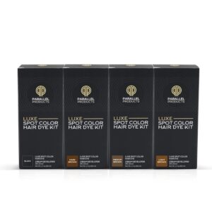 Parallel Products - Luxe Color (Black) - Cream Hair Dye - 25mL - Tint for Professional Spot Coloring - With Cream Developer, Mixing Dish and Application Brush - Covers Grey Hair - Root Touch Up