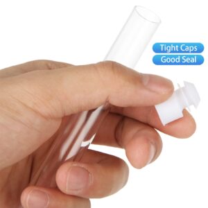 100Pcs Disposable Plastic Test Tubes with Caps 16x150mm 15ml Clear Test Tubes Containers Good Seal for Candy Storage, Bath Salts, Scientific Experiment