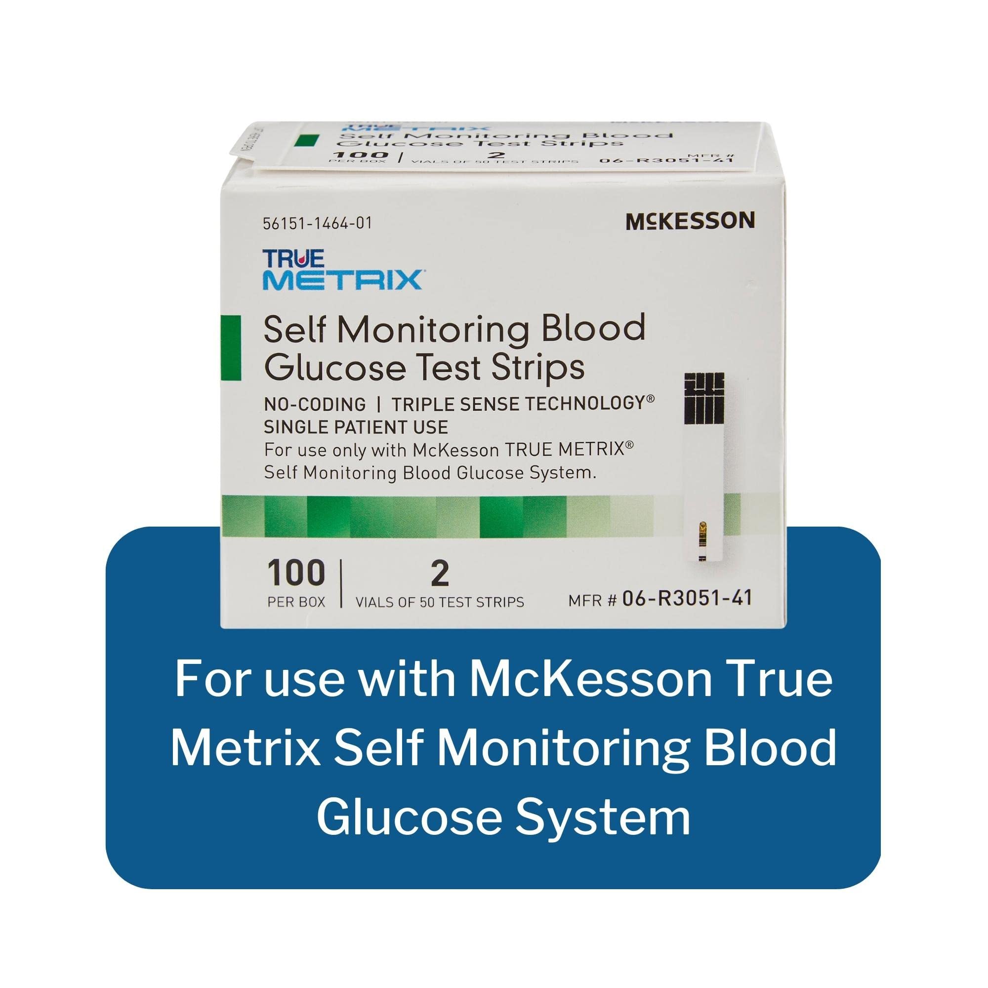 McKesson True METRIX Self-Monitoring Blood Glucose Test Strips - Supplies for Diabetes Self Monitor Systems, 100 Strips, 1 Pack