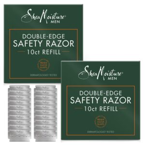 sheamoisture men, double edge razors for men to refill double edge safety razor, platinum coated, stainless steel, individually wrapped, 2 pack - 10 razor blades per box