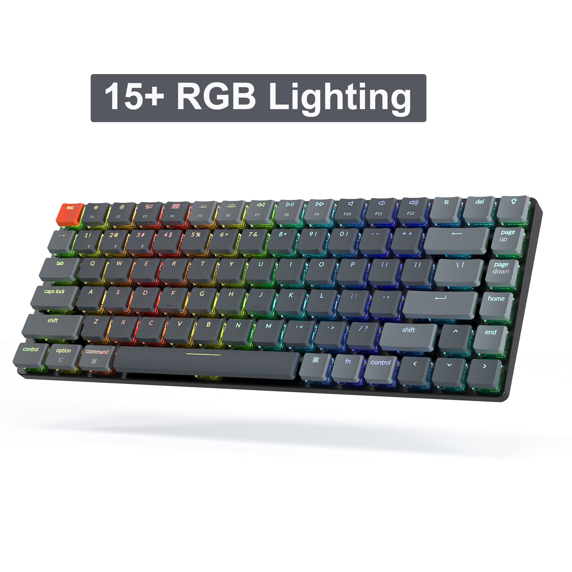 Keychron K3 Ultra-Slim Wireless Mechanical Keyboard Version 2, Hot-swappable 75% Layout Compact 84 Keys Bluetooth RGB Backlight Low Profile Optical Brown Switch for Mac Windows