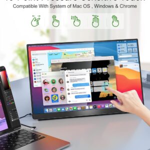 EHOMEWEI 15.6" 1080P Portable Monitor Touchscreen, FHD USB C Mini HDMI Second External Screen Laptop Computer HDR IPS Display, Gaming Monitor for Laptop PC Mac Phone PS5 Xbox Switch