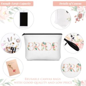 10 Pieces Bridesmaid Makeup Bag Wedding Canvas Bag Bride Bridesmaid Bags Print Bridesmaid Gift Bag Canvas Makeup Bags Wedding Party Cosmetic Bag Bridal Shower Gift Bags for Women Bridal Party(Floral)