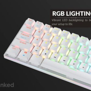 Ranked G65 Guardian 65% | Full Aluminum Frame | Ultra Slim Hot Swappable Mechanical Gaming Keyboard | 68 Keys Multi Color RGB LED Backlit for PC/Mac Gamer (White, Gateron Low Profile Blue)