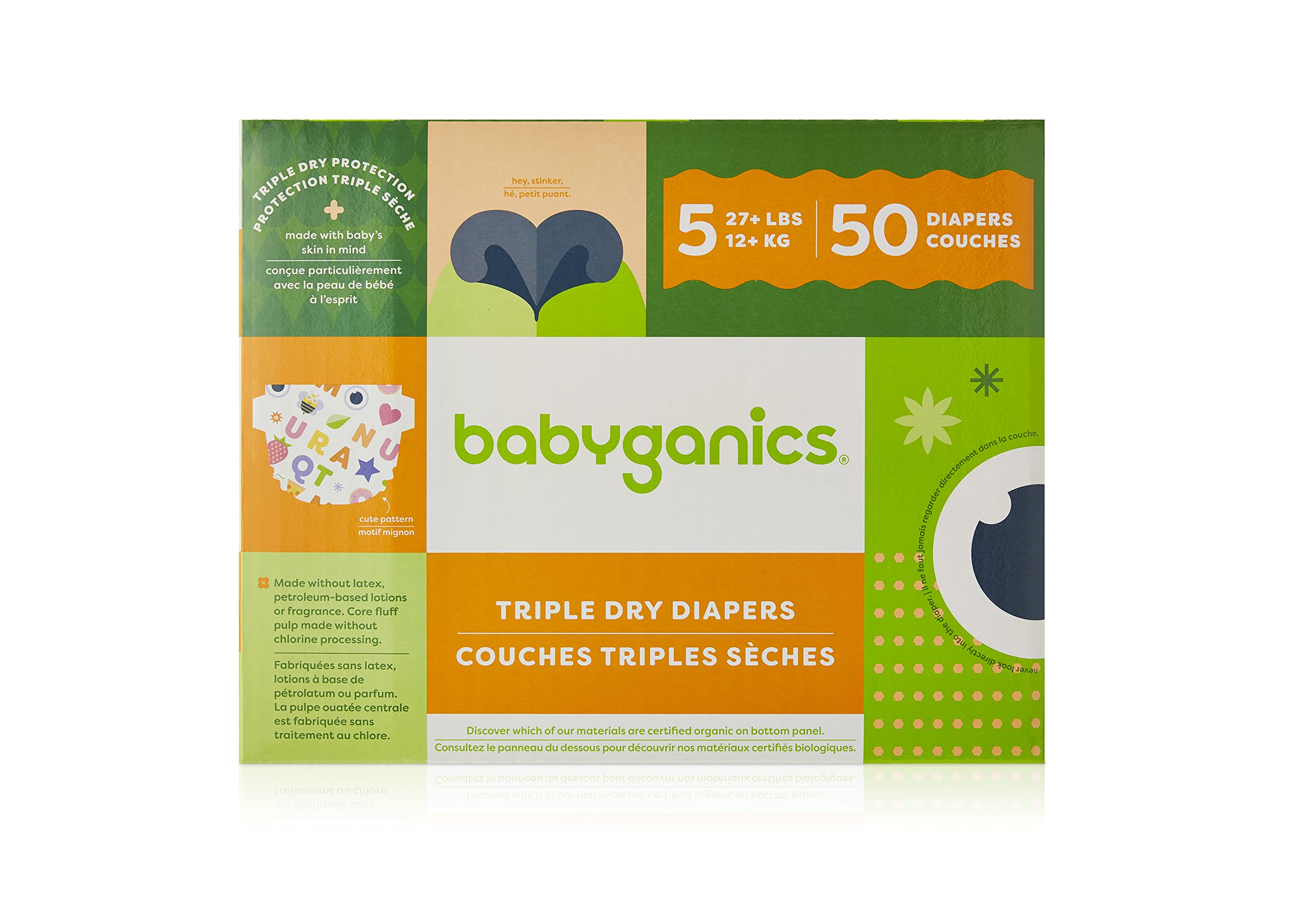 Babyganics Diapers, Size 5, 50 ct, Ultra Absorbent Diapers