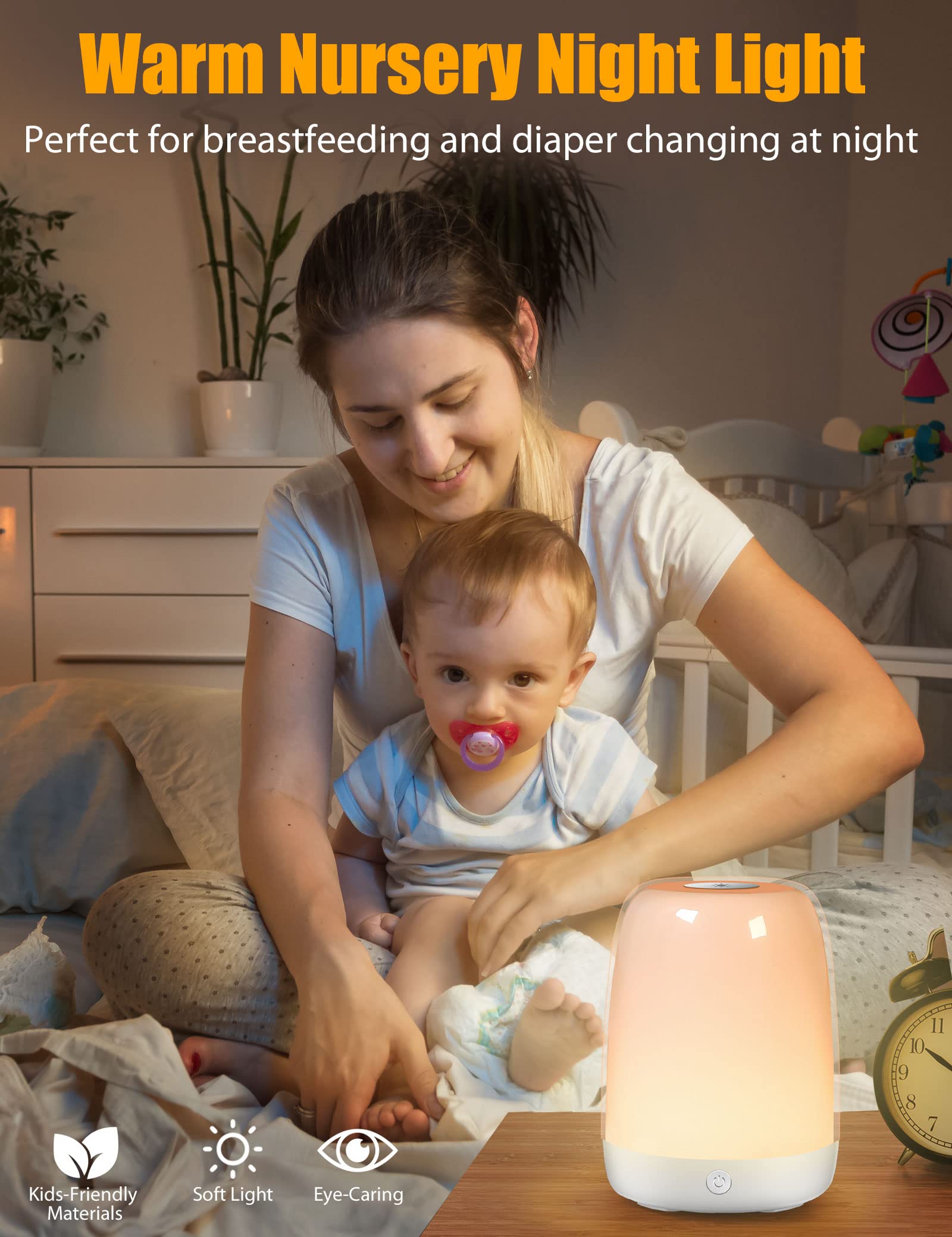 Night Light for Kids, Baby Night Light with Touch Control & Dimmable Warm Light, 5 Colors Changing Nursery Night Light, USB Rechargeable Bedside Lamp for Breastfeeding Toddlers Boys Girls Bedroom