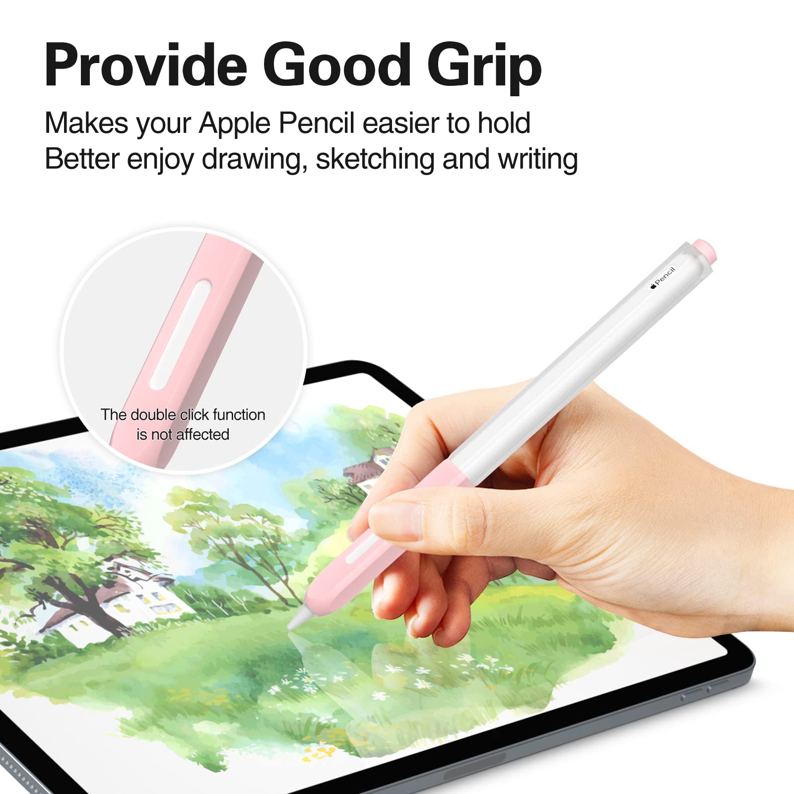 JOOSKO Pencil Case Compatible with Apple Pencil Pro Case/Apple Pencil 2nd Generation Cover Sleeve,Silicone Translucent Duotone，[with 10 Silicone Tip Cover]. (Pink)