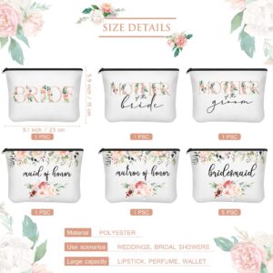 10 Pieces Bridesmaid Makeup Bag Wedding Canvas Bag Bride Bridesmaid Bags Print Bridesmaid Gift Bag Canvas Makeup Bags Wedding Party Cosmetic Bag Bridal Shower Gift Bags for Women Bridal Party(Floral)