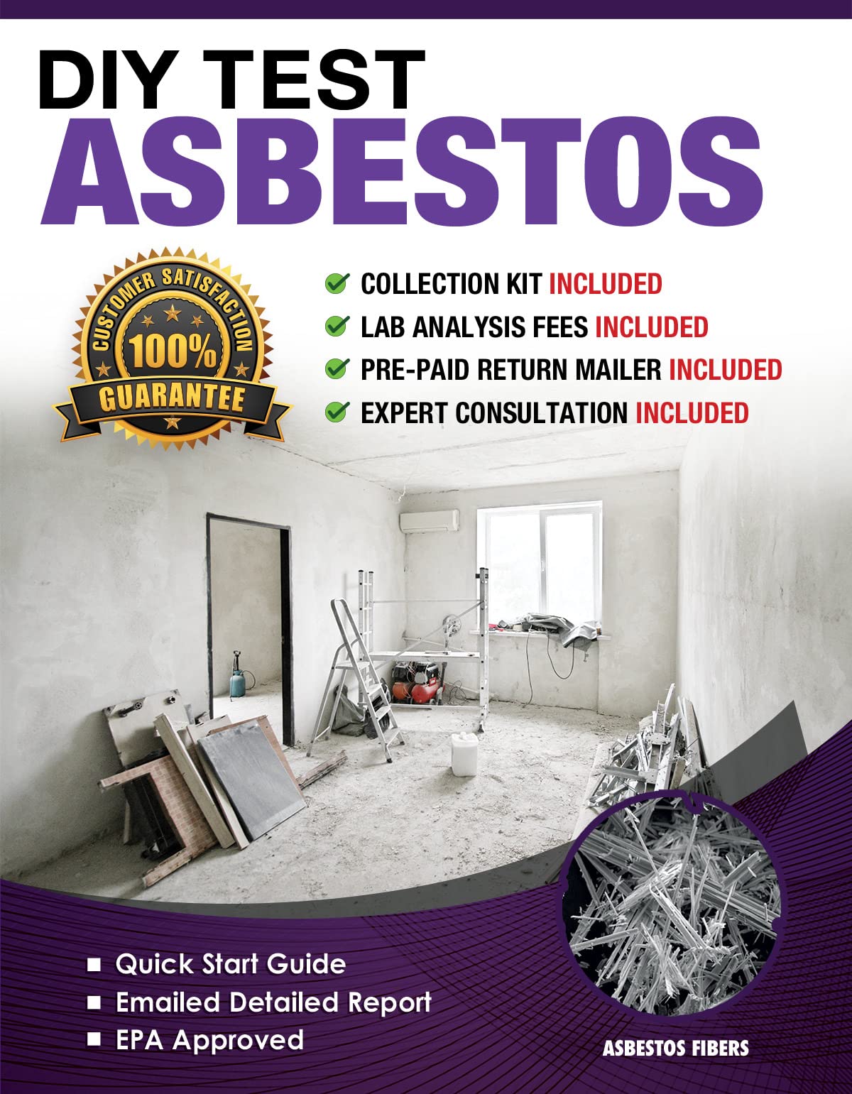 BALORP DIY Test Asbestos 2 PK- Includes All Lab Fees - Test Popcorn Ceiling, Tile, Insulation, Adhesive, Mastic, Drywall and Other Materials for Asbestos, DIY408