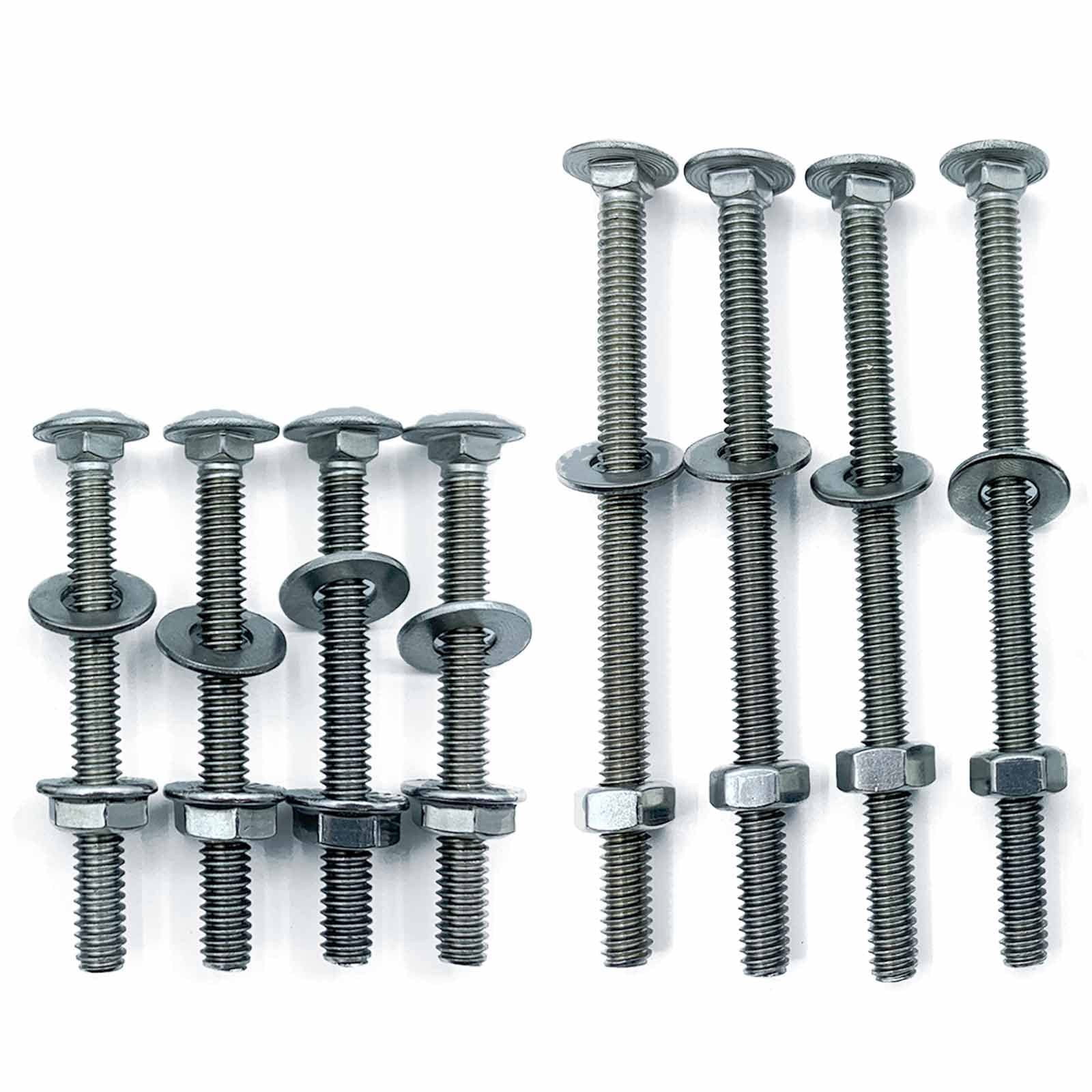 DEYTEH (8Pcs) 304 Stainless Universal Headboard or Footboard Hardware Bolts and Nuts 4 inches 2-1/2'' Long Carriage for Furniture Beds Sofa Table Chairs Wheelbarrow Handles Replacement Kit