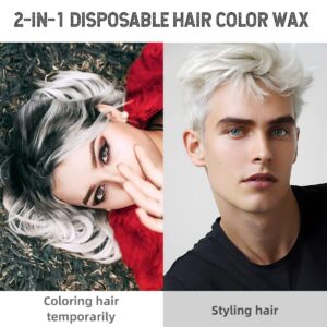 White Hair Color Wax Pomades 4.23 oz - Natural Hair Coloring Wax Material Disposable Hair Styling Clays Ash for Cosplay, Party (White)