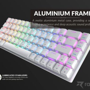 Ranked G65 Guardian 65% | Full Aluminum Frame | Ultra Slim Hot Swappable Mechanical Gaming Keyboard | 68 Keys Multi Color RGB LED Backlit for PC/Mac Gamer (White, Gateron Low Profile Blue)