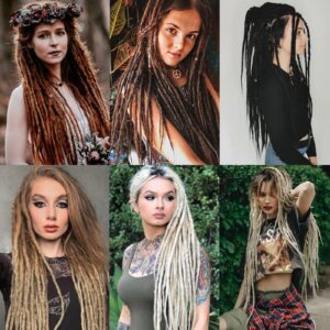 Leeven 24 Inch Synthetic Dreadlock Extensions 20 Strands Hippie Single Ended Dreads Ombre Blonde 0.6 cm Width Loc Extensions Reggae Style Crochet Hair for Women