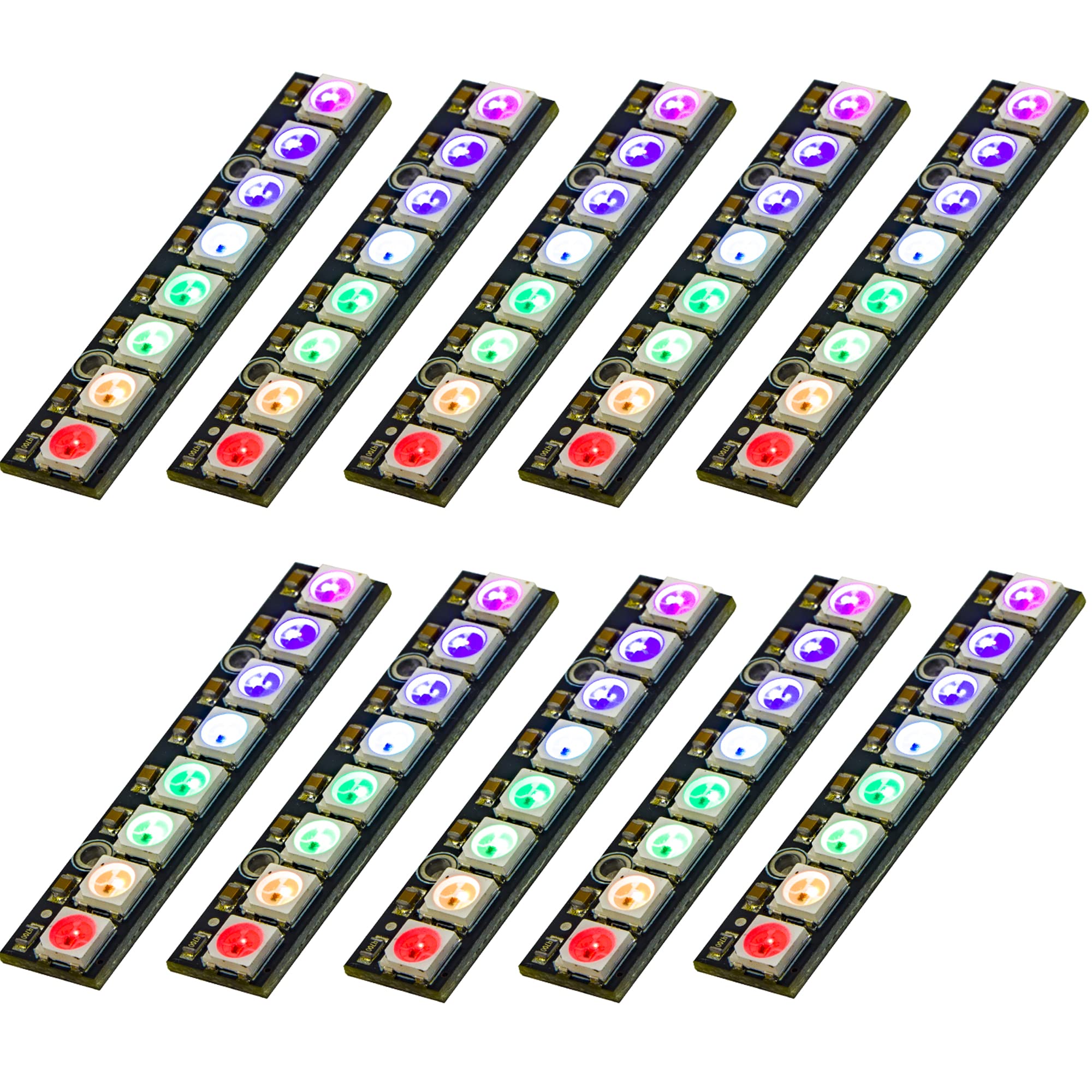 whiteeeen WS2812 5050 LED 8 Bit Channel RGB LEDs Light Stick Full Color-Driven Black Board WS2812B Drivers Integrated Built-in Strip for Arduino Raspberry Pi Development (8 Bits RGB LED Stick (10pcs))