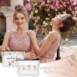 10 Pieces Bridesmaid Makeup Bag Wedding Canvas Bag Bride Bridesmaid Bags Print Bridesmaid Gift Bag Canvas Makeup Bags Wedding Party Cosmetic Bag Bridal Shower Gift Bags for Women Bridal Party(Floral)